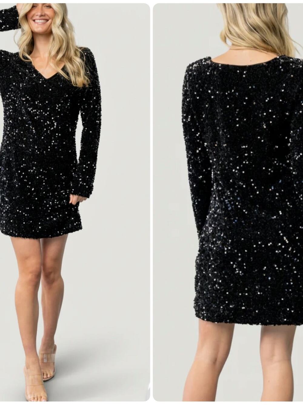 Baltic Born Mira Sequin Short Dress Black